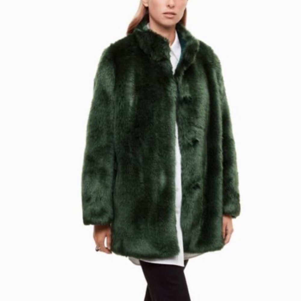Dark Green Faux Fur Babaton Coat never worn!
